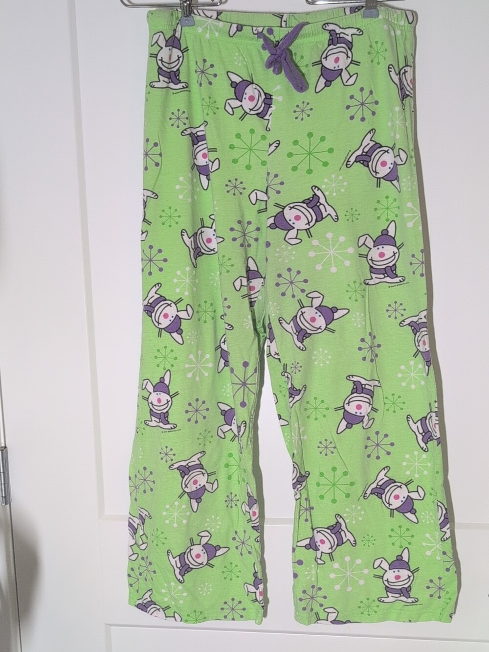Kids Green Snowman Print Pajama Bottoms with Elastic Waist